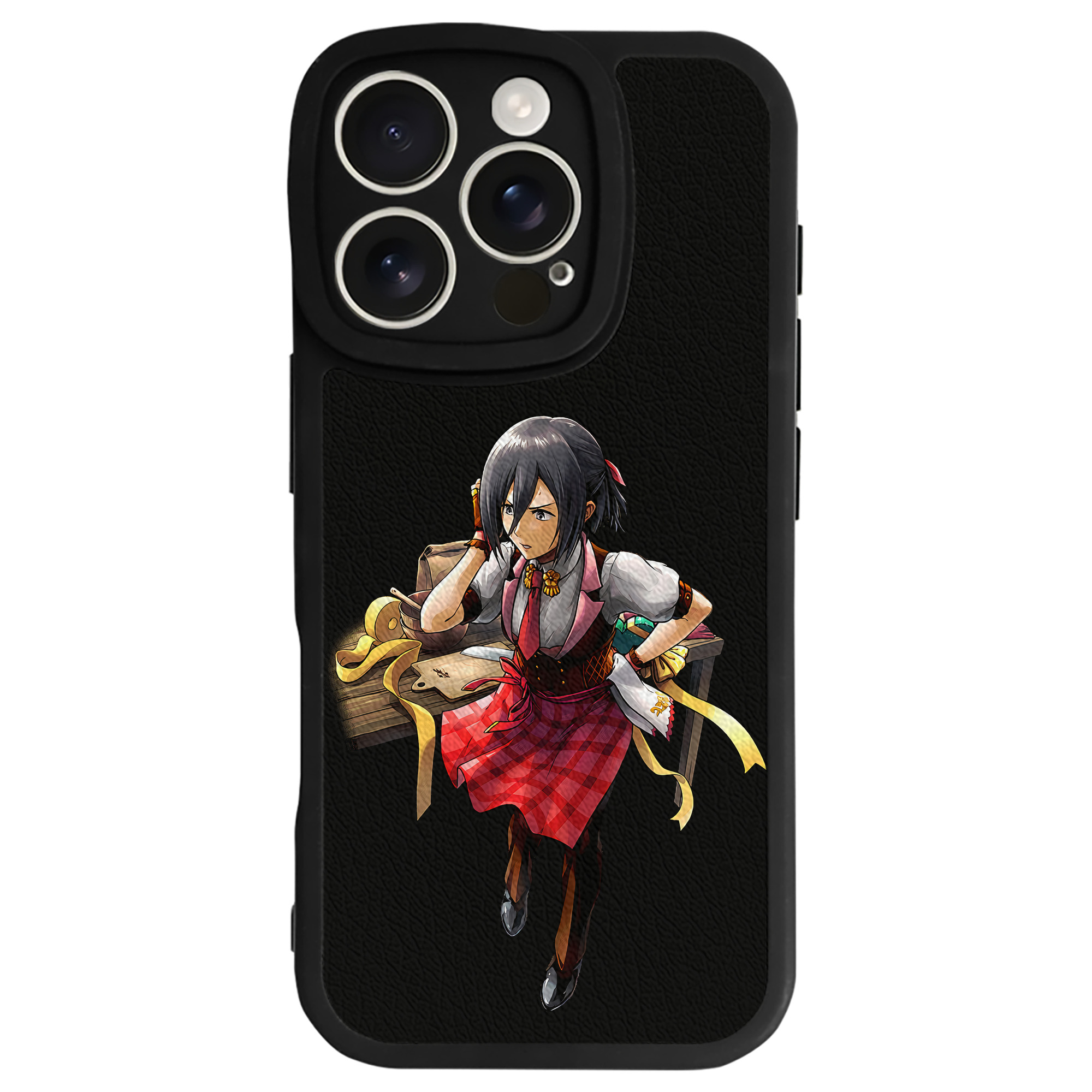 （画像用） 進撃の巨人 ミカサ·アッカーマン Attack on Titan Mikasa Ackerman 【iPhone 16シリーズ対応】シリコンスマホケース（レザー調） 材質：シリコン